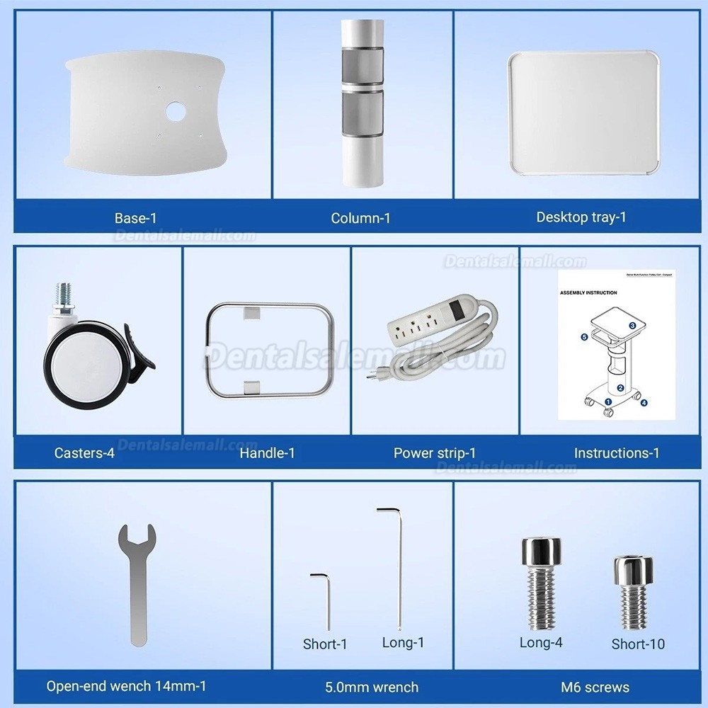 Likaymo GM-1 Dental Aluminum Alloy Mobile Trolley Cart with 360&deg;Rollers Aluminum Alloy 